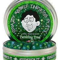 Crazy Aaron's Thinking Putty, 3.2 Ounce, Holiday - Glow in the Dark Twinkling Tree