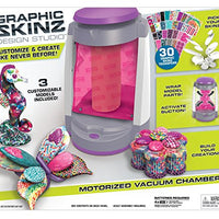Graphic Skinz Design Studio Girl - Motorized Vacuum Chamber Adhesive Transfers Toy, Wrap Model Parts, Activate Suction - Girls' Pink Vacuum Chamber - 13 x 3.8 x 15 Inches