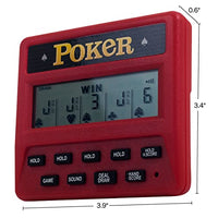 Trademark Poker 5-in-1 Poker Game – Electronic Handheld Games Including Draw, Deuces, Bonus, 2X Bonus, and 2x2 Bonus – Pocket-Sized Game for Travel, Red, 0.625 in Long x 3.875 Wide x 3.375 in high