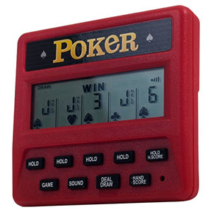 Trademark Poker 5-in-1 Poker Game – Electronic Handheld Games Including Draw, Deuces, Bonus, 2X Bonus, and 2x2 Bonus – Pocket-Sized Game for Travel, Red, 0.625 in Long x 3.875 Wide x 3.375 in high