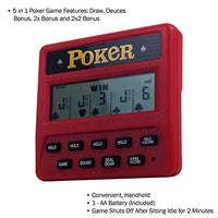 Trademark Poker 5-in-1 Poker Game – Electronic Handheld Games Including Draw, Deuces, Bonus, 2X Bonus, and 2x2 Bonus – Pocket-Sized Game for Travel, Red, 0.625 in Long x 3.875 Wide x 3.375 in high