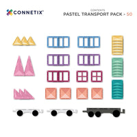 Connetix Magnetic Tiles Pastel Transport Pack, 50 Pieces