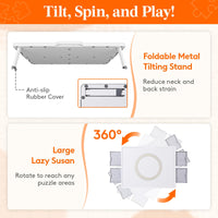 Lifewit 1500 Pieces 2-in-1 Rotating & Tilting Puzzle Board with Divided Drawers, Felt Mat, Protective Cover, Portable Jigsaw Puzzle Table with Handle, Felt Trays, Ideal Gift, 33.3" x 25.4", White