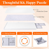 Lifewit 1500 Pieces 2-in-1 Rotating & Tilting Puzzle Board with Divided Drawers, Felt Mat, Protective Cover, Portable Jigsaw Puzzle Table with Handle, Felt Trays, Ideal Gift, 33.3" x 25.4", White