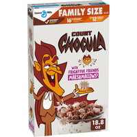 Count Chocula Cereal with Monster Marshmallows, Kids Breakfast Cereal, Limited Edition, Made with Whole Grain, Family Size, 18.8 oz