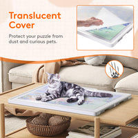 Lifewit 1500 Pieces 2-in-1 Rotating & Tilting Puzzle Board with Divided Drawers, Felt Mat, Protective Cover, Portable Jigsaw Puzzle Table with Handle, Felt Trays, Ideal Gift, 33.3" x 25.4", White