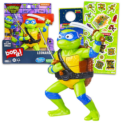 Teenage Mutant Ninja Turtles TMNT Bop It Toy for Kids Set - Bundle of Leonardo Bop It Game, TMNT Sticker, and More Leonardo Toy Game for Boys, Girls