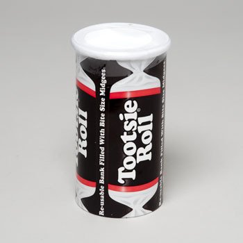 Tootsie Roll Bank, 4oz Re-usable Bank Filled with Midgees