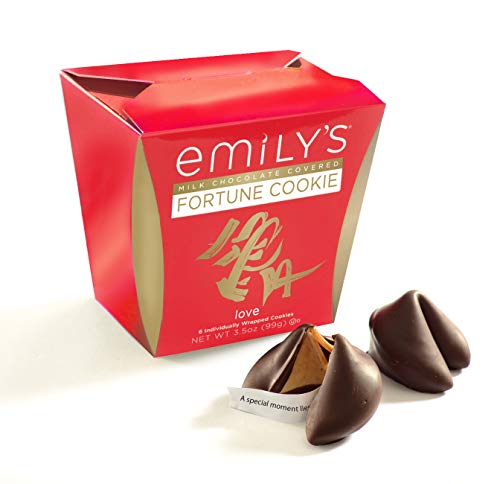 Emilys Milk Chocolate Covered Fortune Cookies, Love Fortunes 3.5 Oz Box