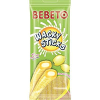 BEBETO Wacky Sticks - Lemon Vanilla Flavored Licorice Candy Sticks with Fruit Juice and Cream Filling - 4 oz (Pack of 6)