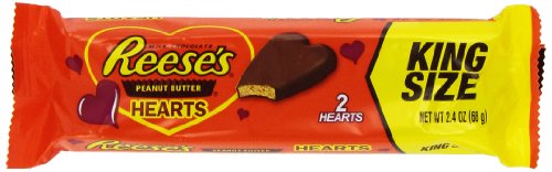 Reese's Valentine's Peanut Butter Hearts, King Size, 2.4-Ounce Packages (Pack of 12)