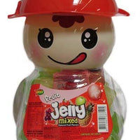 Uno Fruit Jelly Mixed Natural Fruit with Coconut Fruit Chunk in Coin Bank Red