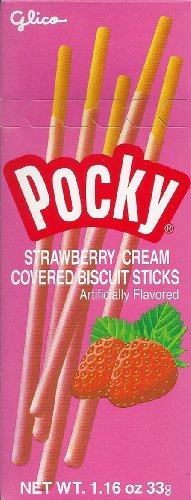 Glico Pocky Strawberry Cream Covered Biscuit Sticks 1.16oz.