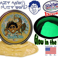 Crazy Aaron's Thinking Putty Exclusive "Scorpion Skin" Glow In The Dark 3.2oz Tin (Creamy Amber/Bright Green)