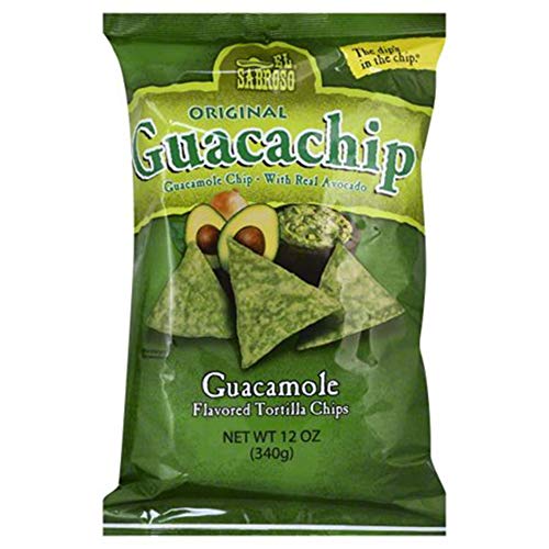 El Sabroso Guacachip, Guacamole Flavored Tortilla Chips, 12-Ounce Package