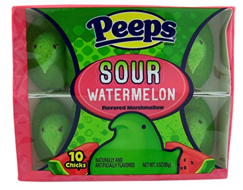 Pack of 4 Peeps Sour Watermelon Easter Sugar and Marshmallow Candy Treats 10 Peeps Per Pack
