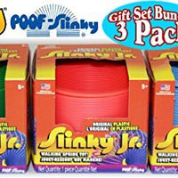 POOF-Slinky Original Plastic Slinky Jr. Blue, Green, Pink & Yellow Complete Gift Set Party Bundle - 4 Pack