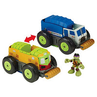 Nickelodeon Teenage Mutant Ninja Turtles Pre-Cool Half Shell Heroes Mutations Shellraiser to City Recycling Truck with Donatello Mutating Vehicle and Figure