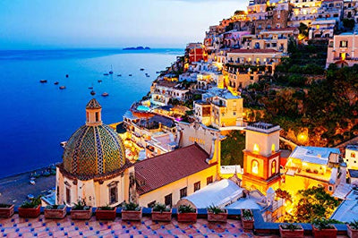 Jigsaw Puzzle 1000 Piece - Dreamy Positano - Signature Collection Twilight Sea Sight Large Puzzle Game Artwork for Adults Teens