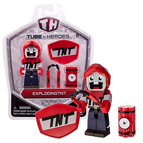 Jazwares Year 2015 TH Tube Heroes Series 3 Inch Tall Action Figure - EXPLODINGTNT with Shield, TNT Nunchaku and Time Bombs