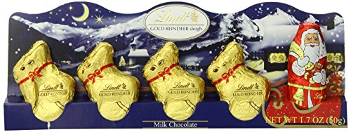 Lindt Holiday Milk Chocolate Santa and Reindeer Figure, Hollow, 1.7 oz, (Pack of 14)