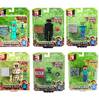 Set of 6 Jazwares Minecraft Figures - Diamond Steve, Endermen, Zombie, Iron Golem, Creeper and Steve