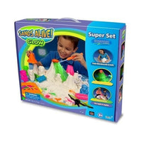 Play Sand Mega Explorer Set - 3 lbs of Glow In The Dark Light Up Sand - With UV Pen Light, Tray, UV Glasses, Molds And More