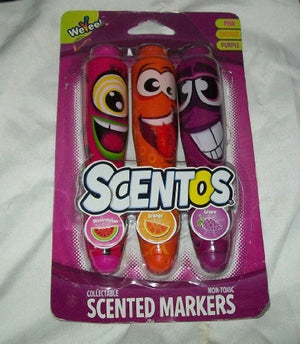 Set of 3 Scentos Scented Markers - Gonzo Grape, Atomic Orange Whip & Whacky Watermelon