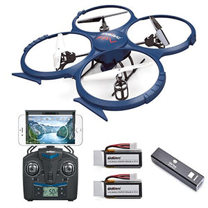 UDI U818A WiFi FPV RC Quadcopter Drone with HD Camera RTF - VR Headset Compatible - Headless Mode, Low Voltage Alarm, Gravity Induction - Includes BONUS BATTERY + Power Bank (Quadruples Flying Time) - FAA Registration NOT Required