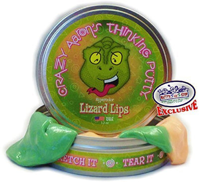 Crazy Aaron's Thinking Putty Lizard Lips Heat Sensitive Hypercolor, 3.2oz Tin, Emerald Green/Peach