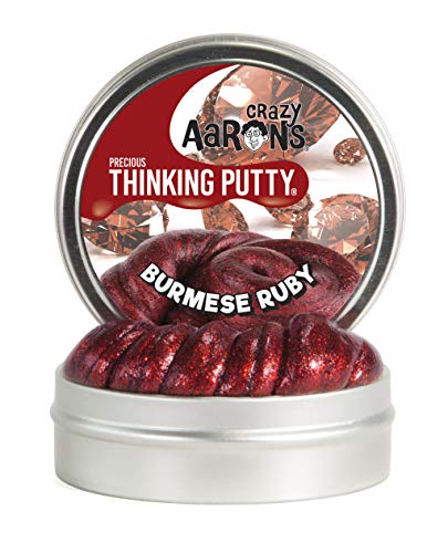 Crazy Aaron's Thinking Putty (1.6 oz) Precious Metals - Burmese Ruby - Soft Texture, Never Dries Out