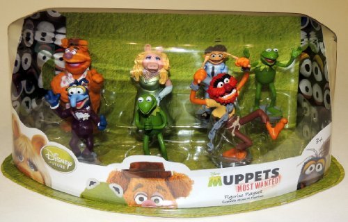 Muppets Most Wanted 7 Figure Playset, Kermit, Miss Piggy, Fozzie, Gonzo, Animal and Walter