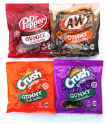 Fat Free Dr. Pepper, A&W Root Beer & Crush Grape & Orange Gummy Soda Bottles