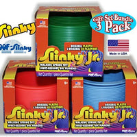 POOF-Slinky Original Plastic Slinky Jr. Blue, Green, Pink & Yellow Complete Gift Set Party Bundle - 4 Pack
