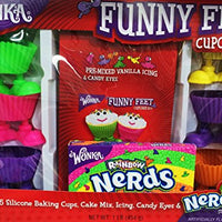 Wonka Funny Feet Cupcake Kit Gift Set with Rainbow Nerds Candy