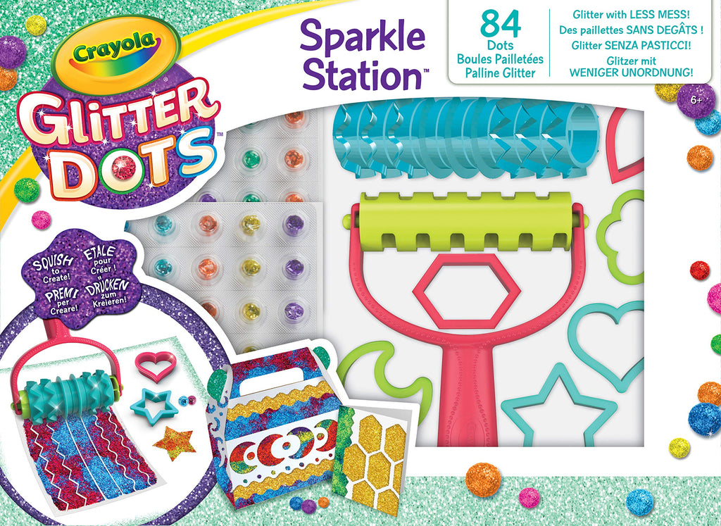 Crayola - Dots Sparkle Station, Set for Play and Create with Mouldable Glitter, Multicoloured, 04-0804